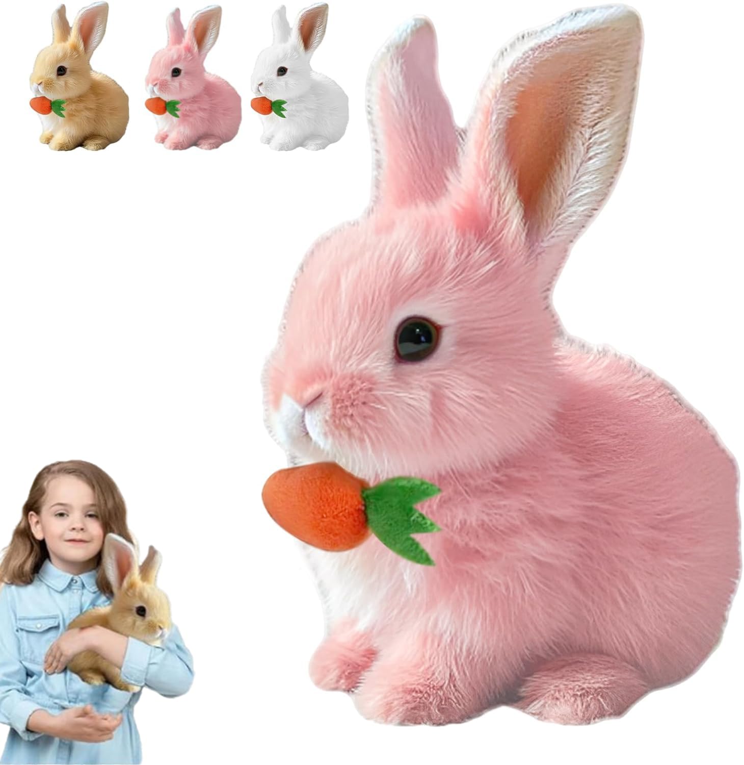 Realistic Bunny Toy, Interactive Plush Rabbit Toy, with Lifelike Movements, Hops,Twitches & Wiggles Ears, Easter Gift for Kids (Blown) — view 6