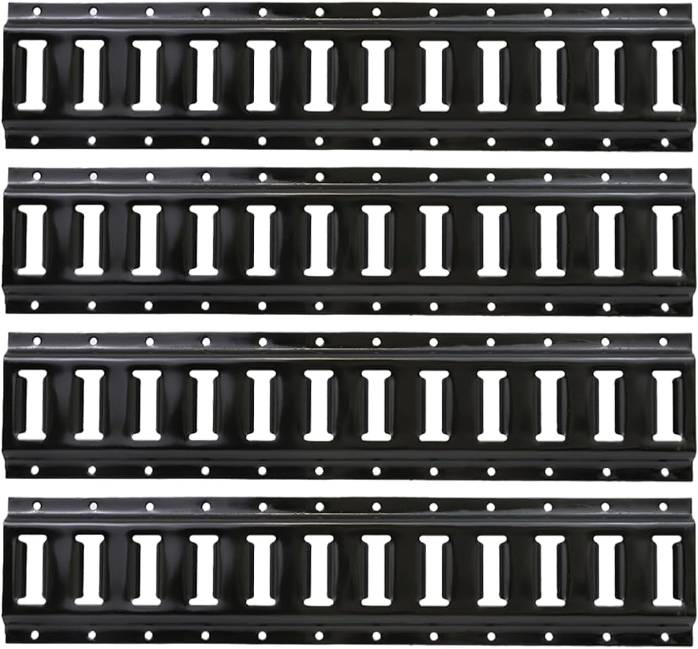 BoxerTool 4 Pack E-Tracks - 2 Feet Black Finish E Track Tie Down Rails for Cargo, Pickup Trucks, Trailers, Vans, RV, Garage, DIY Organizer - 2,000lbs