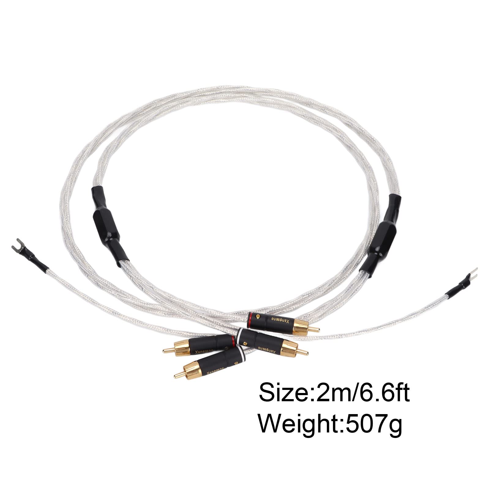 XS-0608 Câble Auxiliaire 2RCA Mâle vers 2RCA Mâle, Câble Stéréo 2RCA Connecteur Mâle vers Mâle, Prise Plaquée Or, Conducteur Central Plaqué Argent (2M)