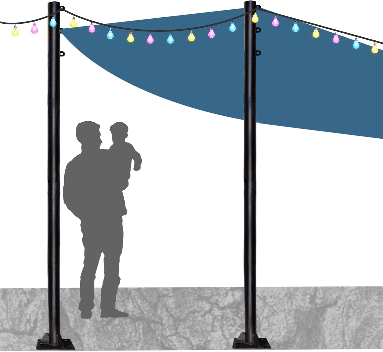 SGZFTAO Sun Sail Shade Poles Heavy Duty Kit, 9 FT Outdoor