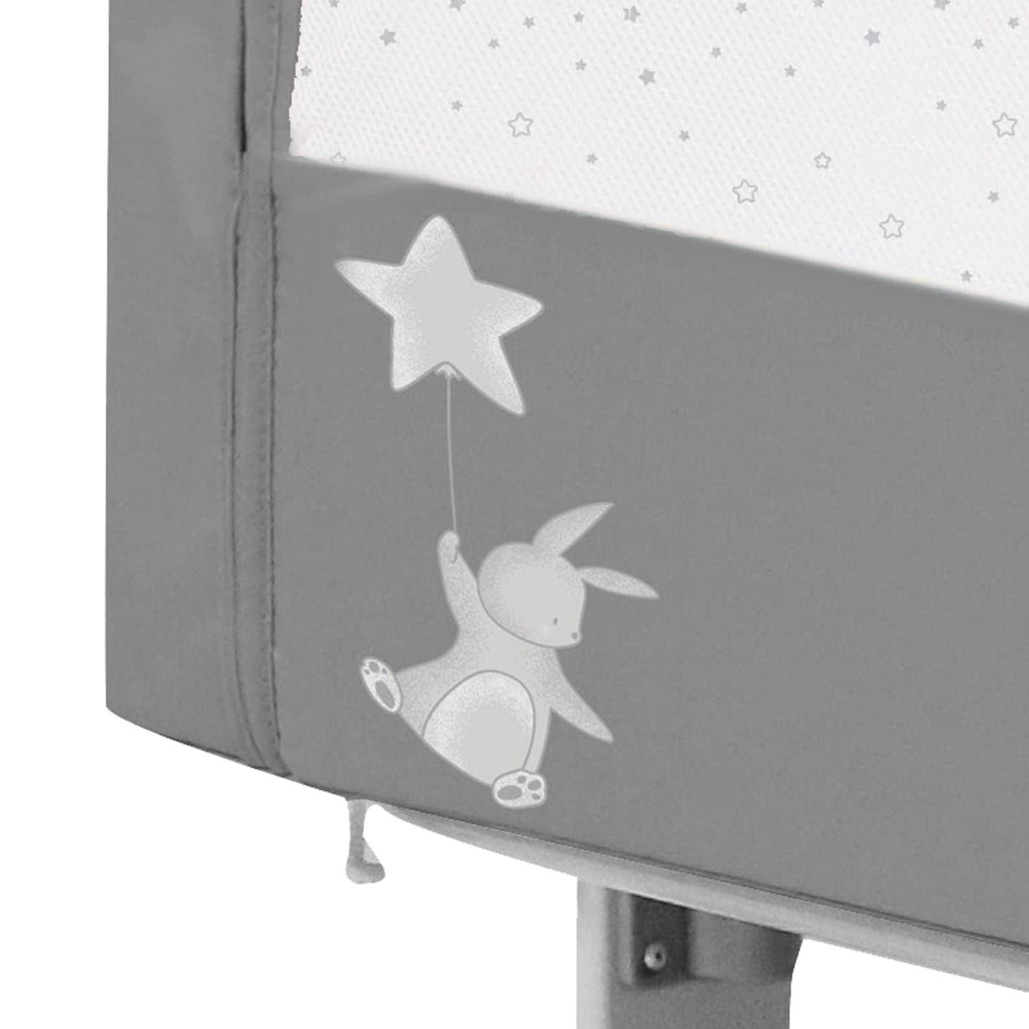 Asalvo Calm Minicuna para Bebé con Sistema de Fijación a la Cama, Colchón con Funda, Altura Ajustable y Laterales Ventilados, Minicuna Colecho Dormir Cerca del Bebé, Desde 0 Meses hasta 9 kg, Gris