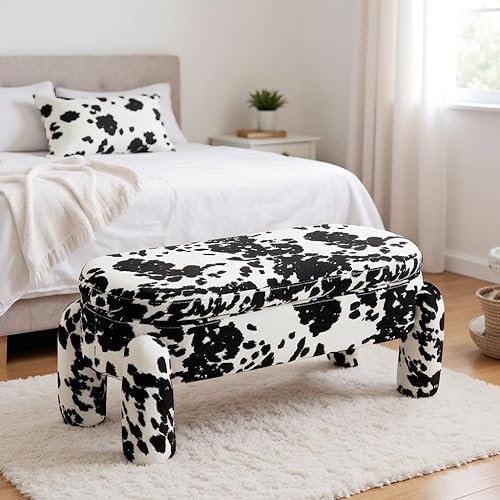 Miniatura 35 de LukeAlon Bonito banco de zapatos de terciopelo con almacenamiento, banco de entrada tapizado de 45 pulgadas de ancho con marco de madera maciza,