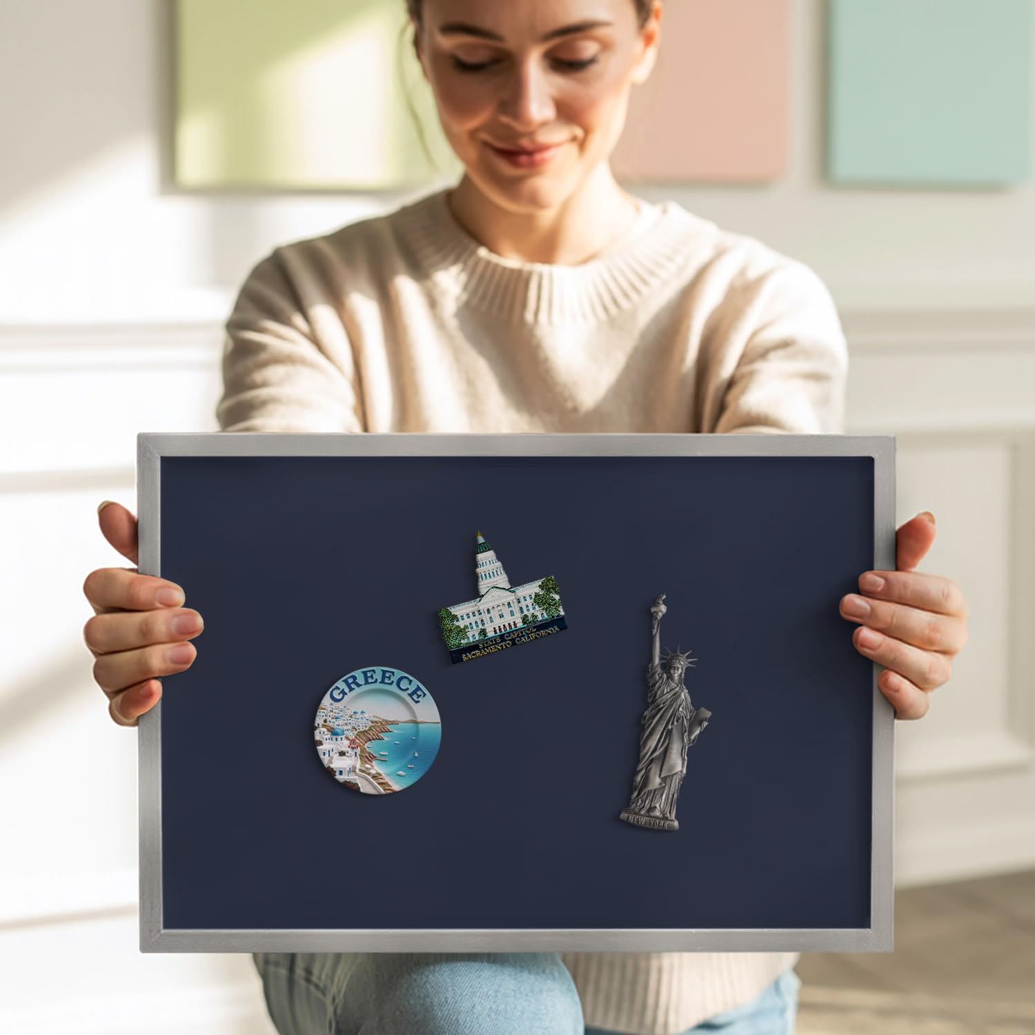 Tulup Bacheca Magnetica 100x70 cm – Design Minimal & Moderno – Decorazione da Parete – Accessorio d’Arredo per Interni – Scrivania Creativa – Mood Board –Farbe: dunkles Marineblau