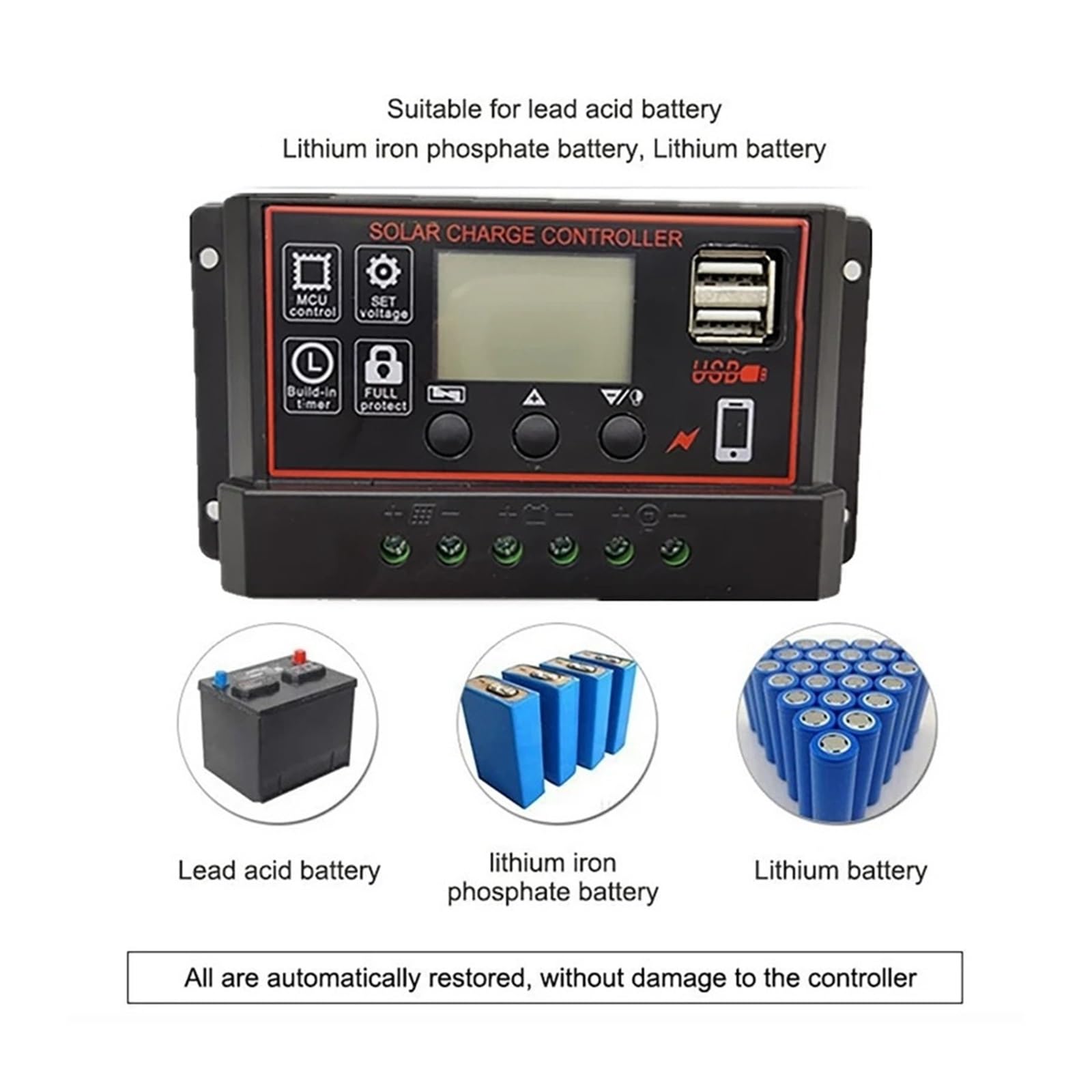 100A 60A Inteligentny regulator ładowania solarnego PWM