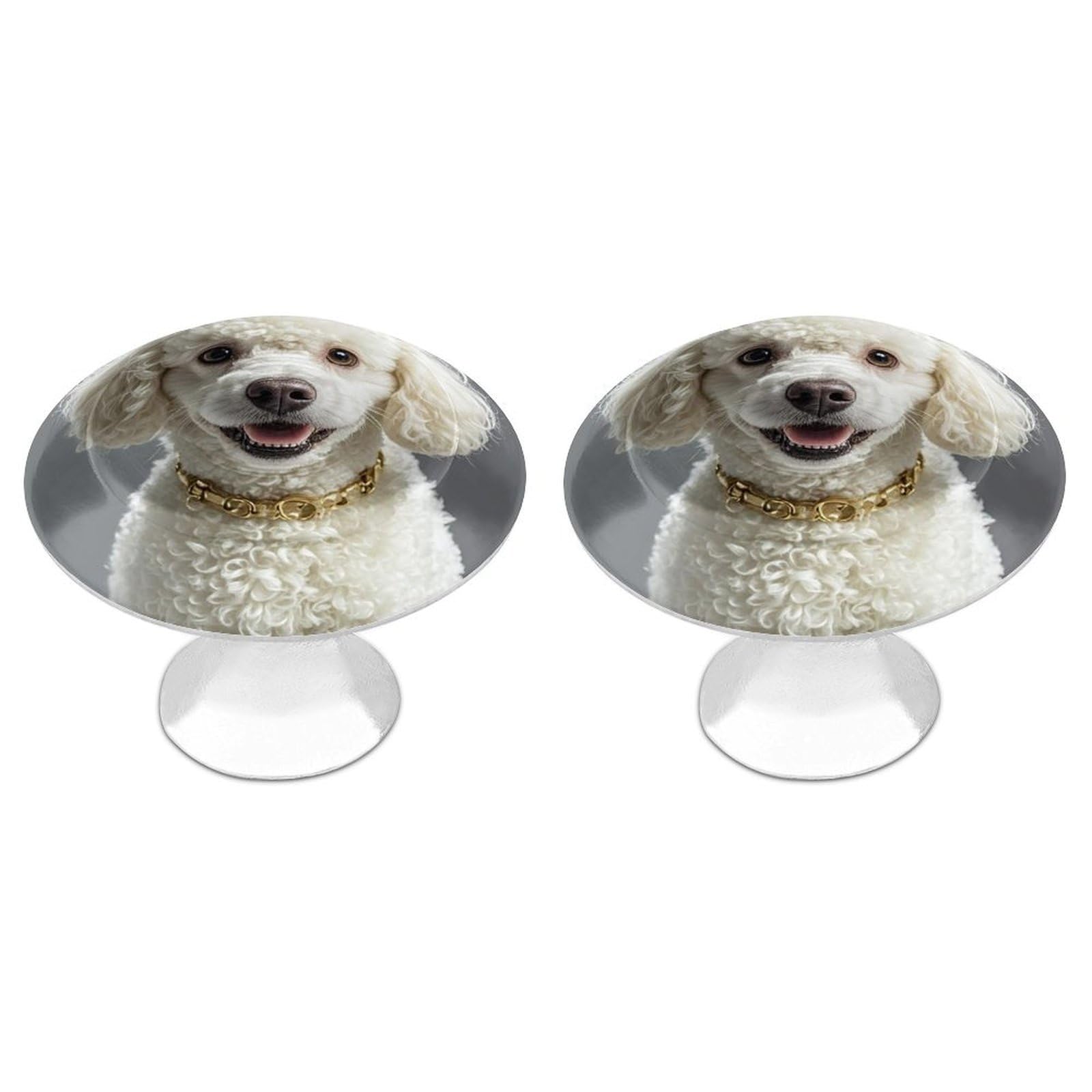 FekiLoot Round Cabinet Knob 2 Pack Kitchen Drawer Knobs Stainless Steel Round Drawer Pulls Modern Cabinet Hardware French Poodle Drawer Hardware for Dresser Closet Door Knobs