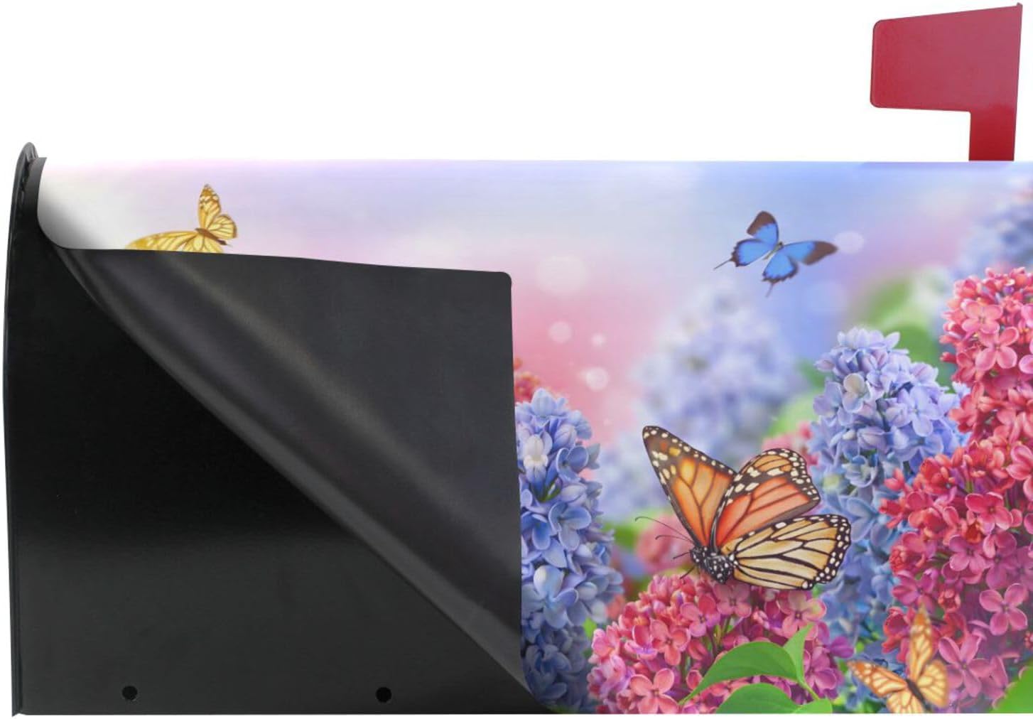 WOOR Spring Lilac Flower and Butterflies Magnetic Mailbox Cover MailWraps Garden Yard Home Decor for Outdoor Oversized-25.5" x20.8"