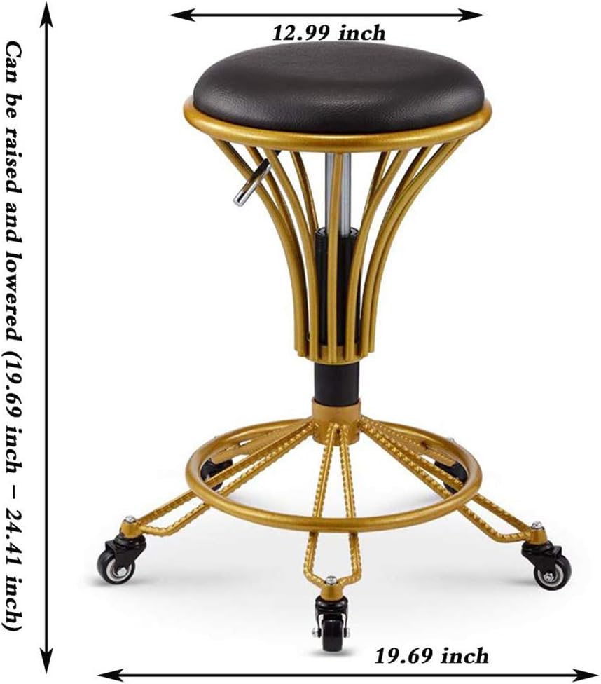 RXBFD Adjustable Height Swivel High Stool, with Wheels Medical Clinic Tattoo Spa Salon Rolling Chair, Ergonomic Design, for Restaurant/Office/Counter/Family (Gold) : Beauty & Personal Care