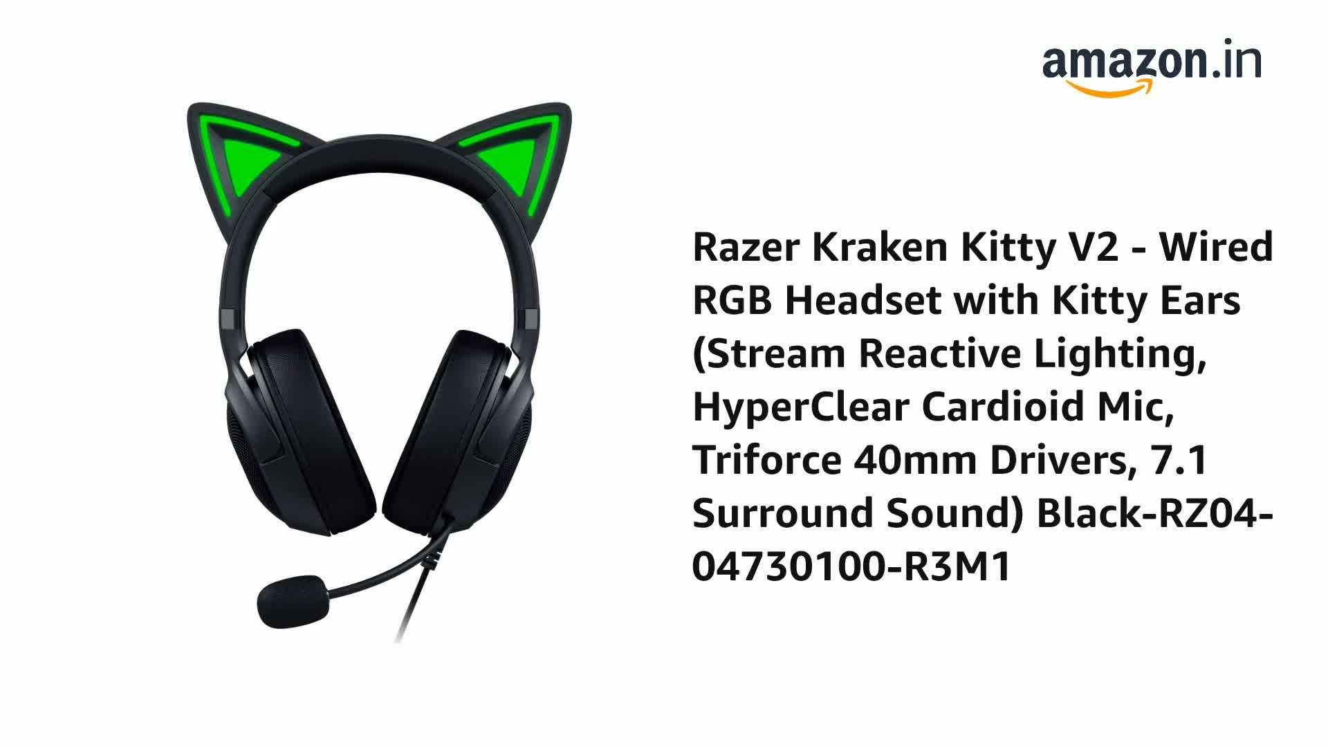 Razer Kraken Kitty V2 - Wired RGB Headset with Kitty Ears (Stream
