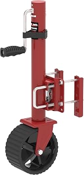 8-inch Wheel Trailer Jack, 13" Vertical Movement, 2000 lbs, for RV, Boat, Trailer and More, Red