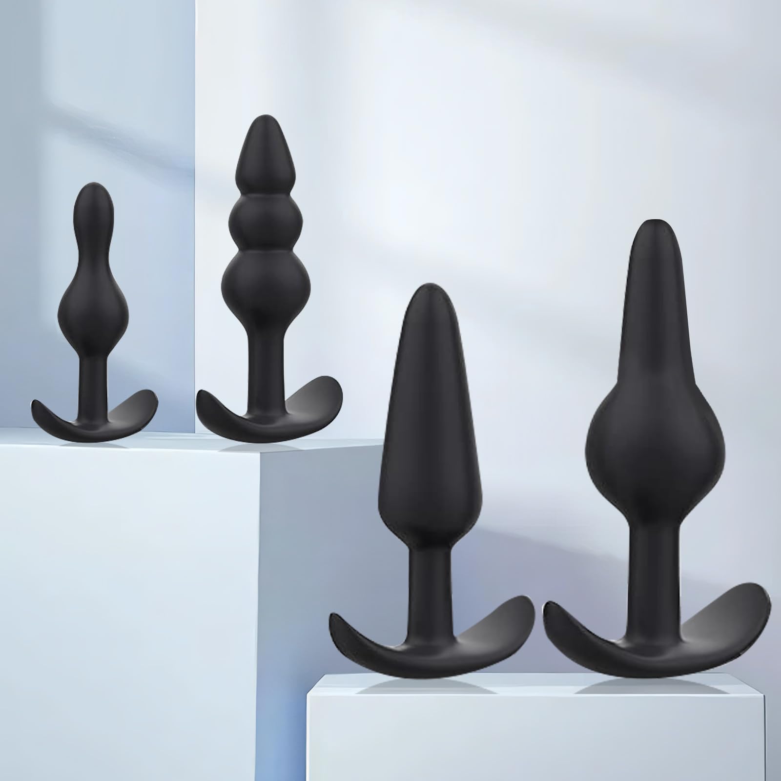 Deluxe 4-Piece Anal Plug Kit: Body-Safe Silicone, Diverse Sizes &amp; Shapes for Beginners to Advanced - Ultimate Sex Toy for Anal Play, Intimate Exploration Set