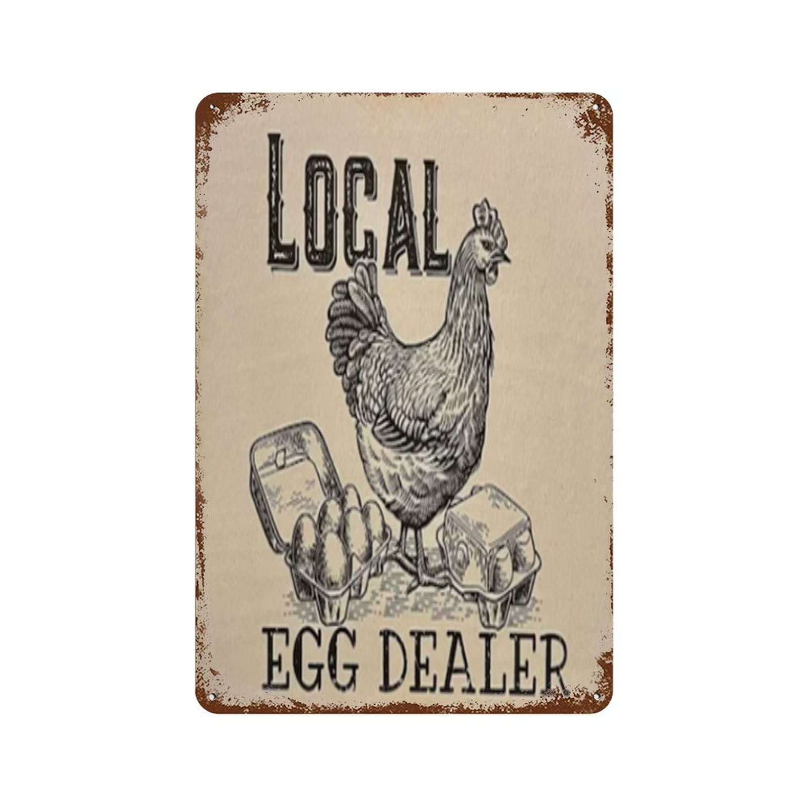 Local Egg Dealer Retro Metal Sign Chicken Eggs,Farm Fresh Eggs Metal Tin Sign Chicken Egg Sale Market Farm Barn Decor Funny Farmhouse Sign Plaque Rustic Decor For Cafe Home Bar Kitchen 5.5x8inch