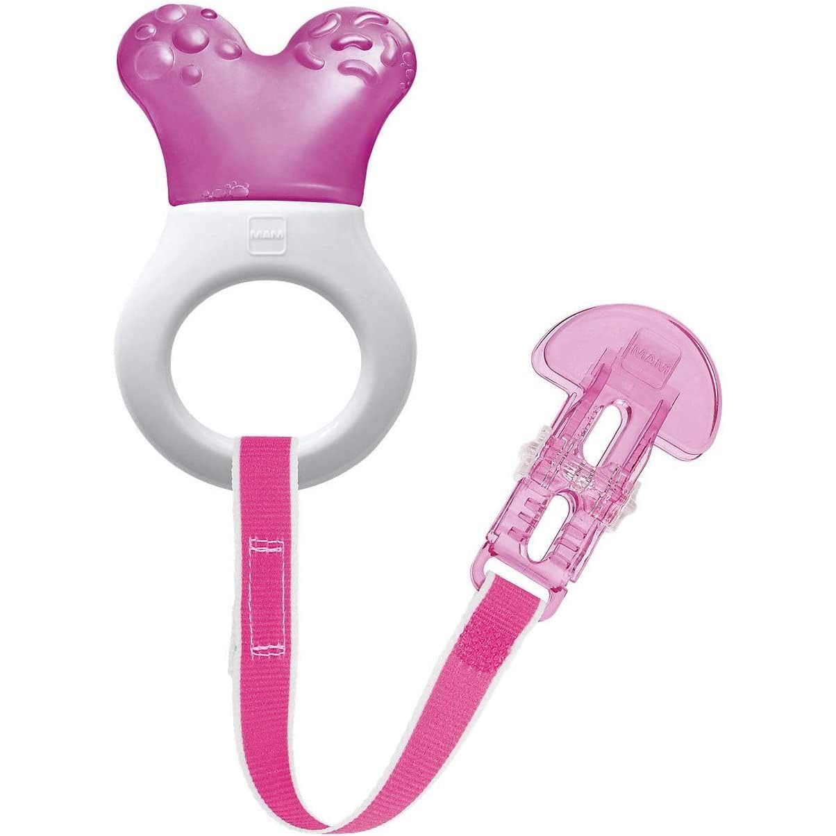 MAM Mini Cooler & Clip, Dentaruolo Rinfrescante e Clip, Massaggiagengive, Rosa