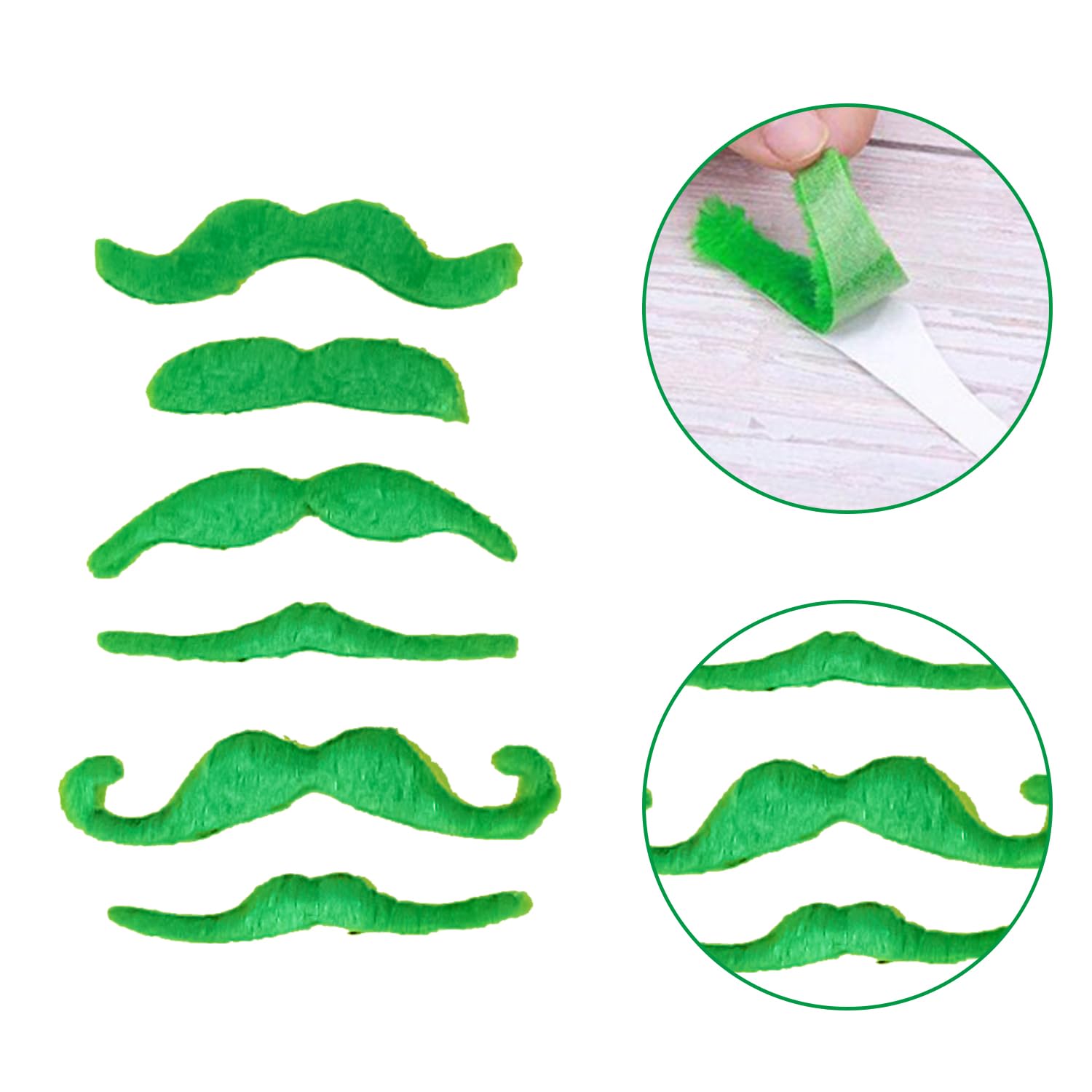AOVNA 6pcs St Patrick's Day Green Mustache Green Beard Prom Props Green Fake Mustache Irish Fake Mustache Costumes - Image 2