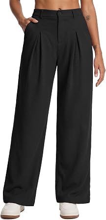 Feiersi Casual Wide Leg Pants for Women Stretchy Loose Dress Pants