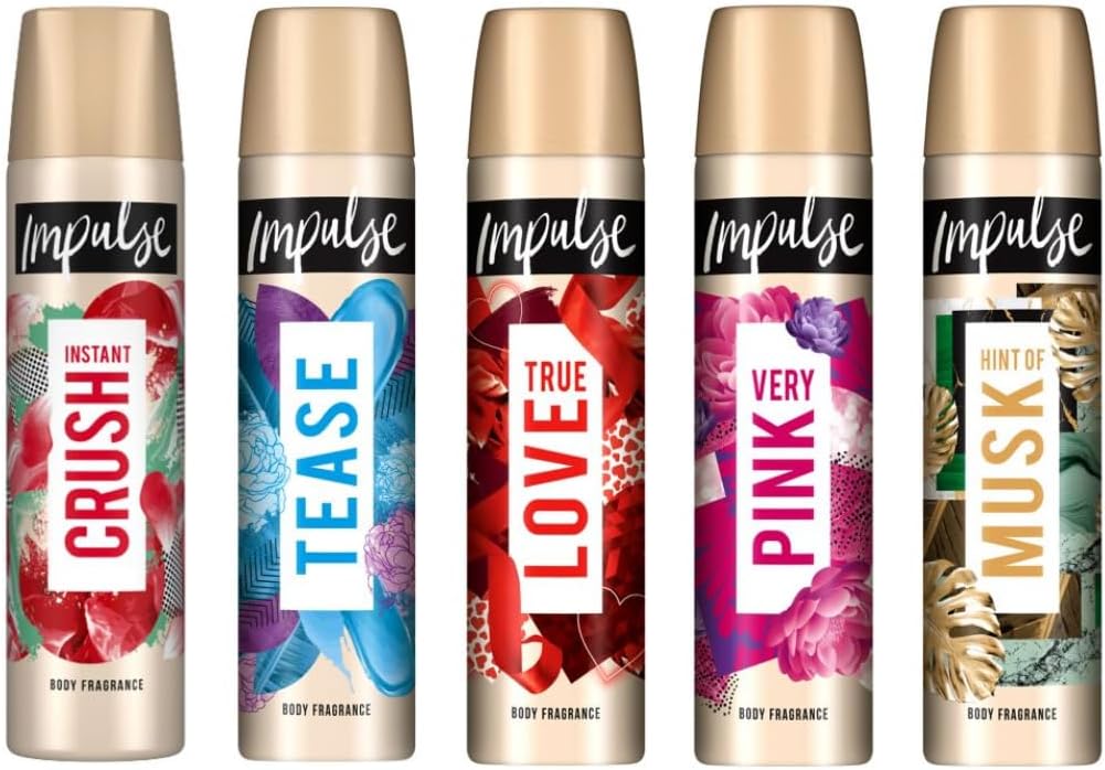 Impulse Variety Bundle Set Body Fragrance Spray 75ml (5 Pack)