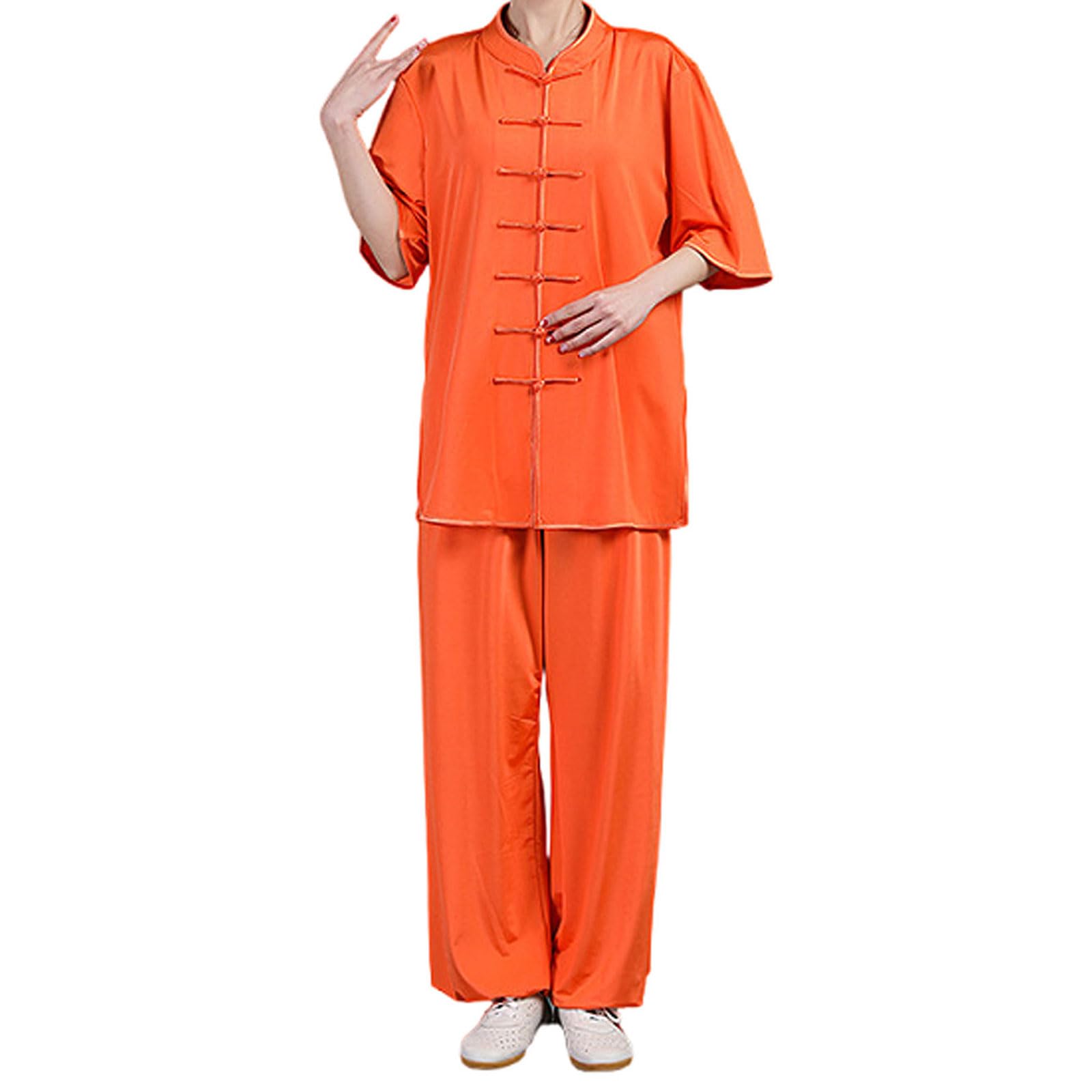 Giacca per Arti Marziali di Kung Fu,Abbigliamento Tai Chi Cinese,Wing Chun Uniforme,Set da Uomo Tang Suit,Unisex,Casual,Traspirante,cedevole,per Meditazione e Qigong
