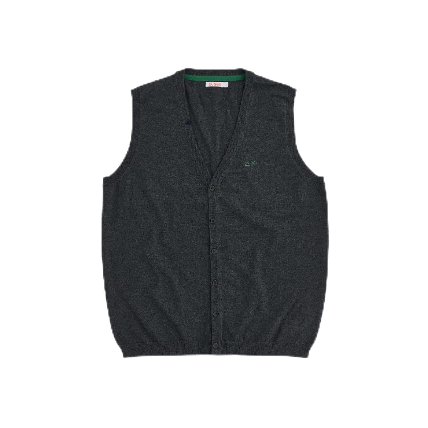 SUN68 0826AI gilet maglia uomo man sleeveless sweater wool/cotton grey-M
