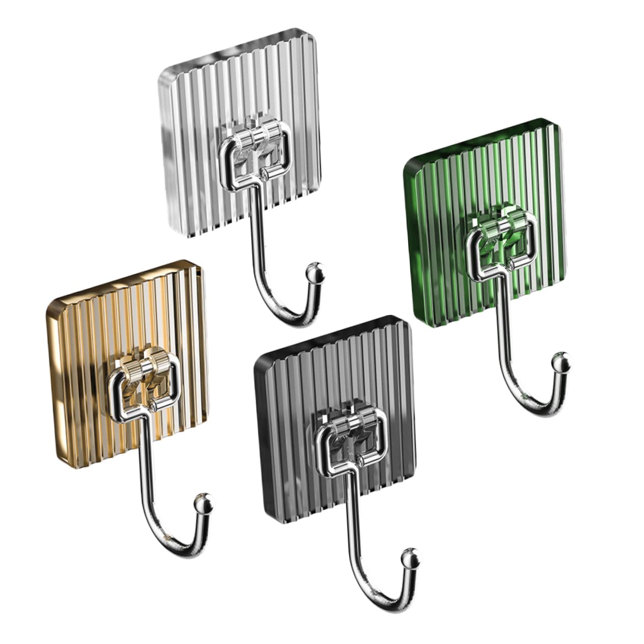 VASDEV 12 Ganchos de Cocina y baño sin Clavos, Ganchos de Metal, Ganchos de Acero Inoxidable, Gancho Adhesivo sin perforar a la Mascota (Color Surtido x 4 Piezas, 10 x 6 x 3 cm x 4 Piezas