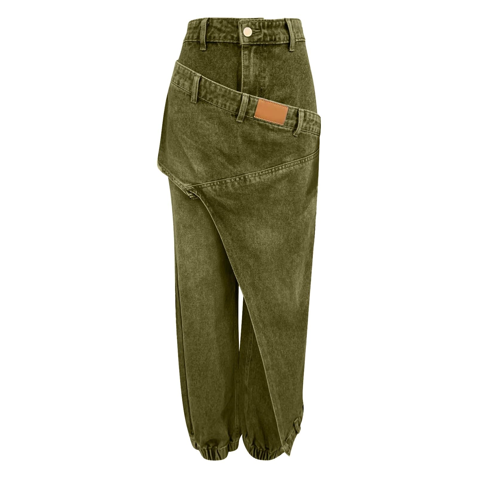Jean taille haute stretch pour femme - Pantalon en jean taille haute Baggy