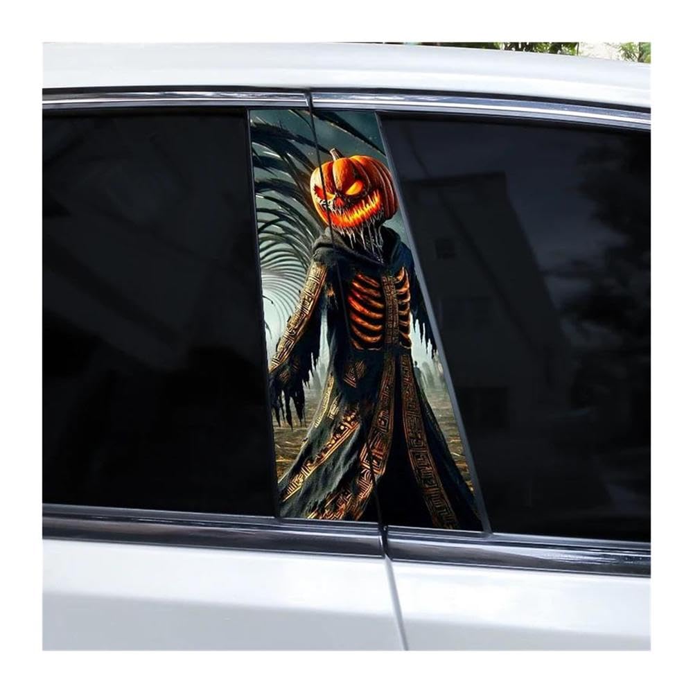 Decorative Items 2pcs Halloween Horror Pumpkin Stickers Car B-Pillar Stickers DIY Car Door Pillar Decoration Sticker(G)