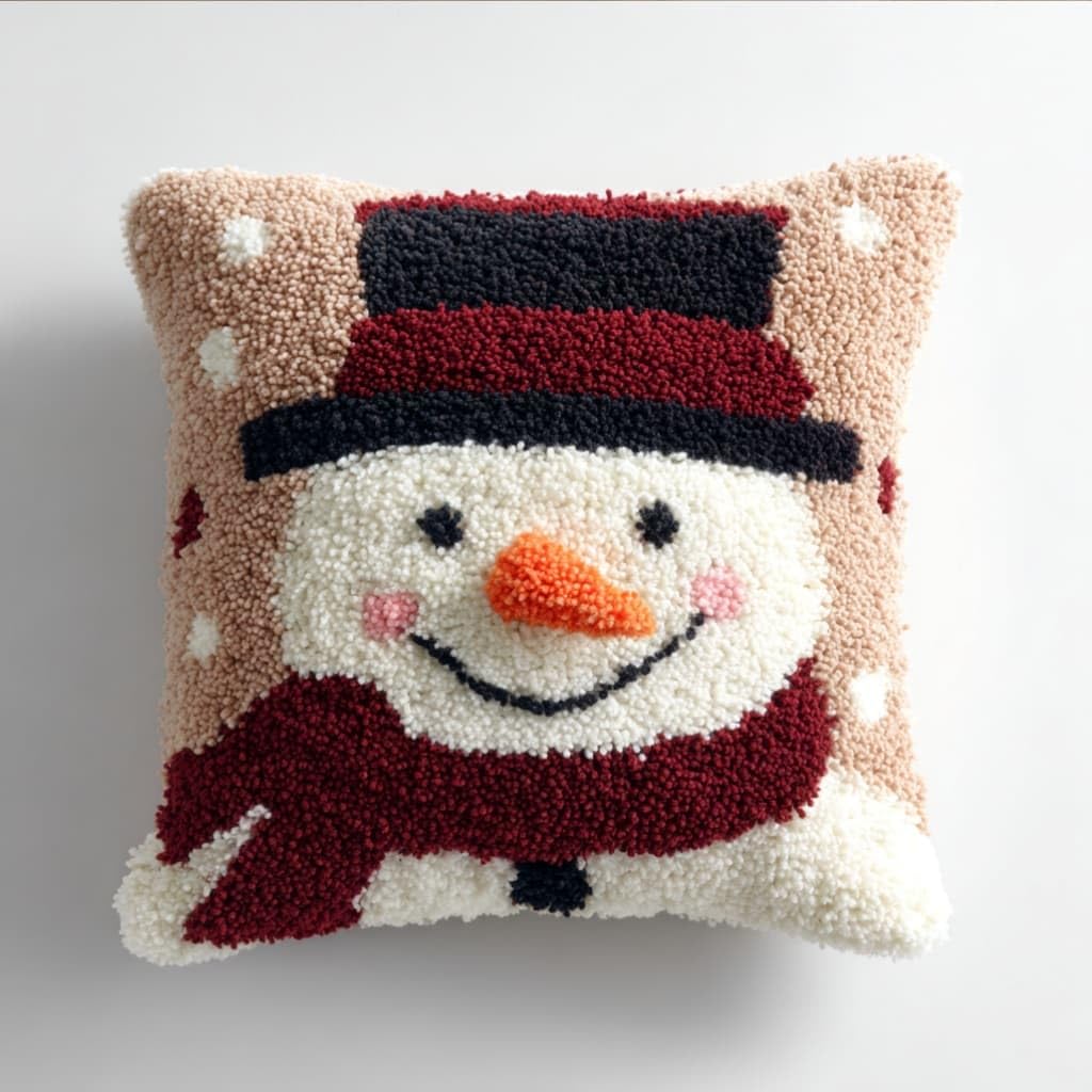 kitphoenix Latch Hook Kit Pillow Case Snowman 43Cmx43Cm
