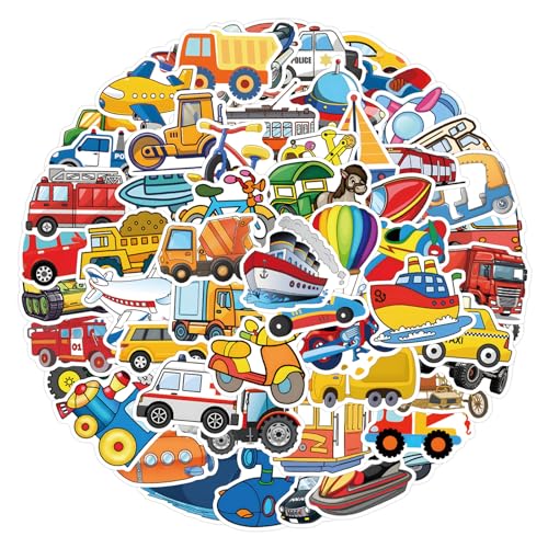 100 Pcs Cars and Trucks Stickers Laptop Car Scrapbook Phone Skateboard Suitcase Luggage Bike Cartoon Vehicle Vinyl Waterproof Aesthetic Personalised Stickers for Teens Boys Girls Adults