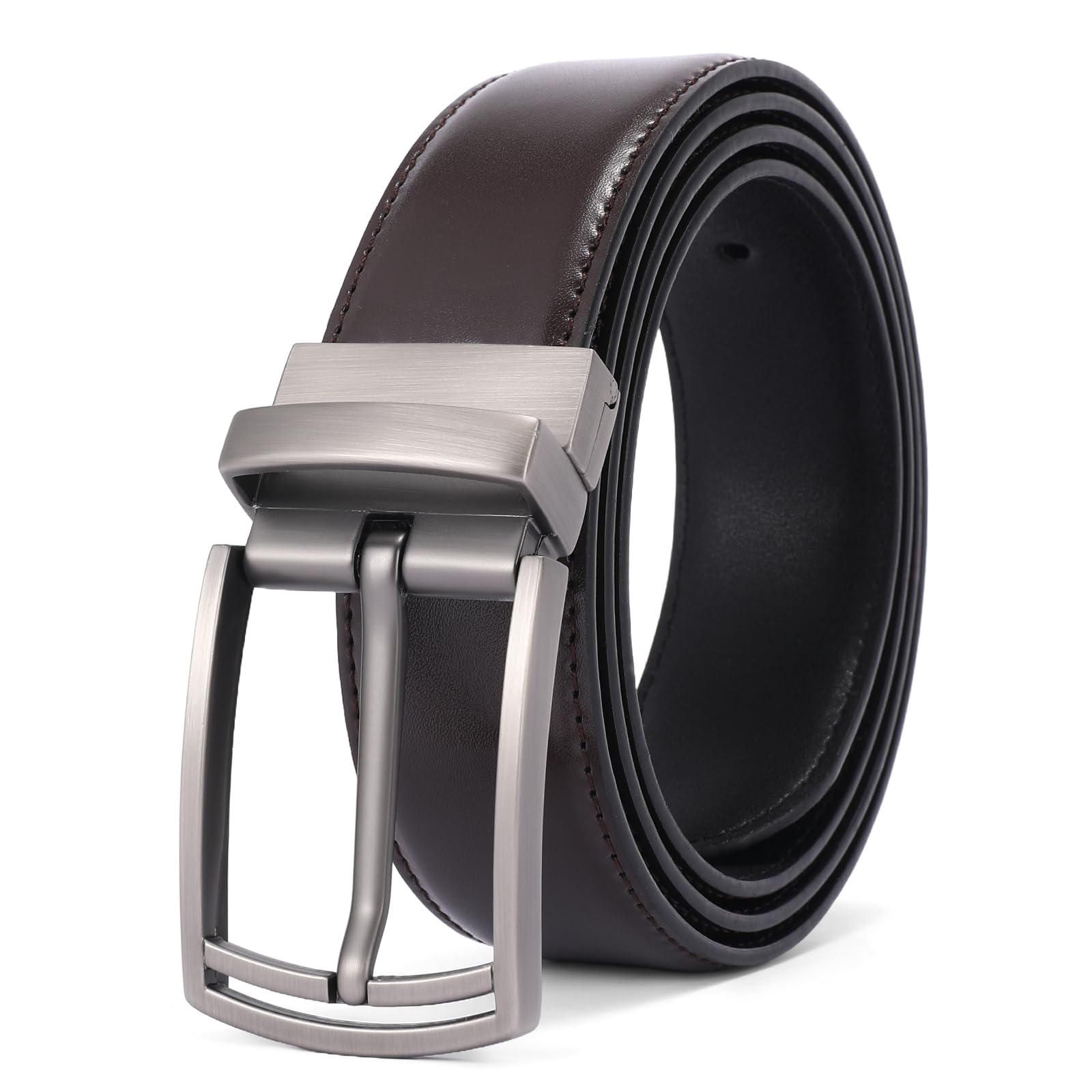 GOIACII Cow Leather Casual Belt for Men Rotated Buckle Casual Jeans Dress Belts With Gift Box