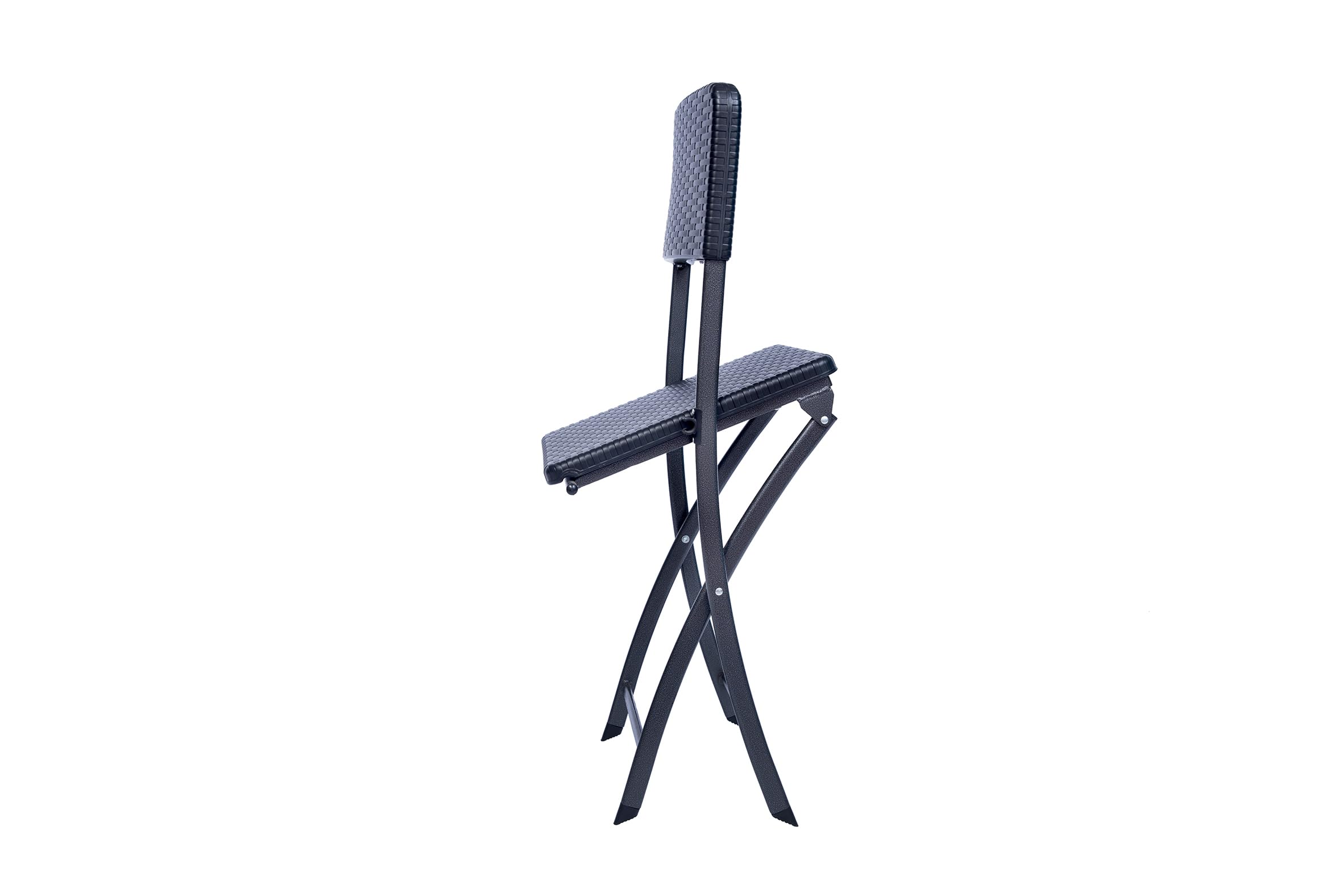 METRO Professional Sedia pieghevole da esterno, acciaio/polietilene, aspetto rattan, resistente alle intemperie, nera
