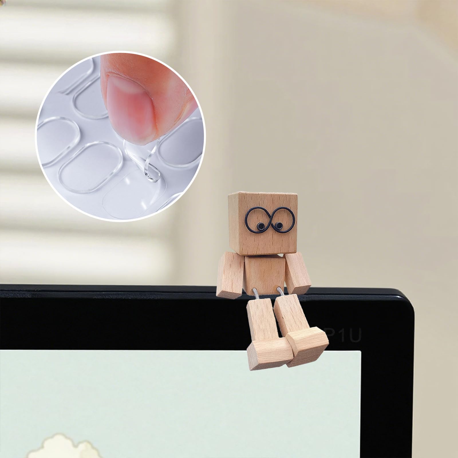 Wackelfigur Schüttelmann Aus Holz - Lustiger Auto-Dekor Mit Klebepunkten