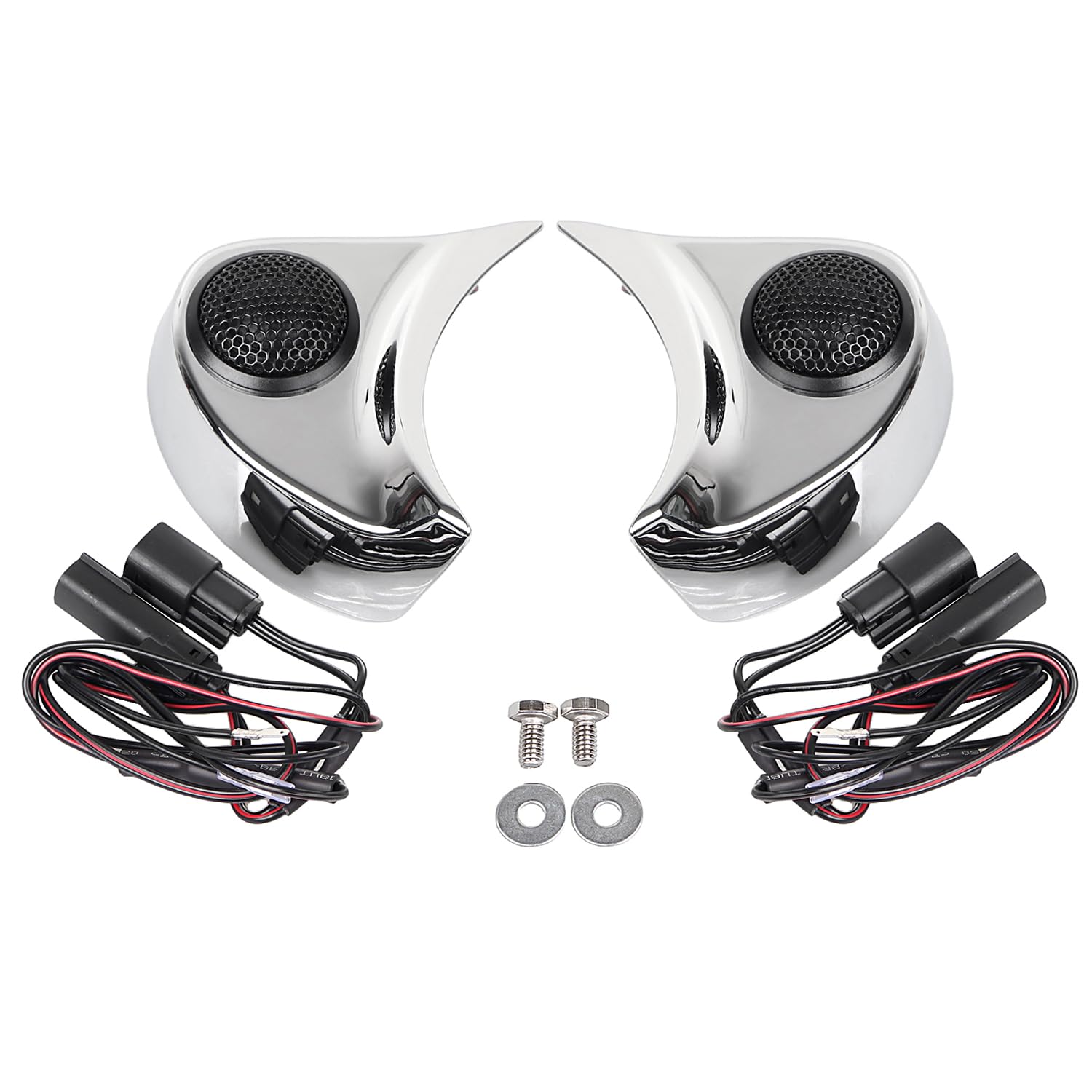 YDLMT Chrome Motorcycle Batwing Speaker Pods Tweeter Kits for Harley Street Glide Electra Glide Ultra Limited Tri Glide FLHX FLHTCUL FLHTKL 2014-2023