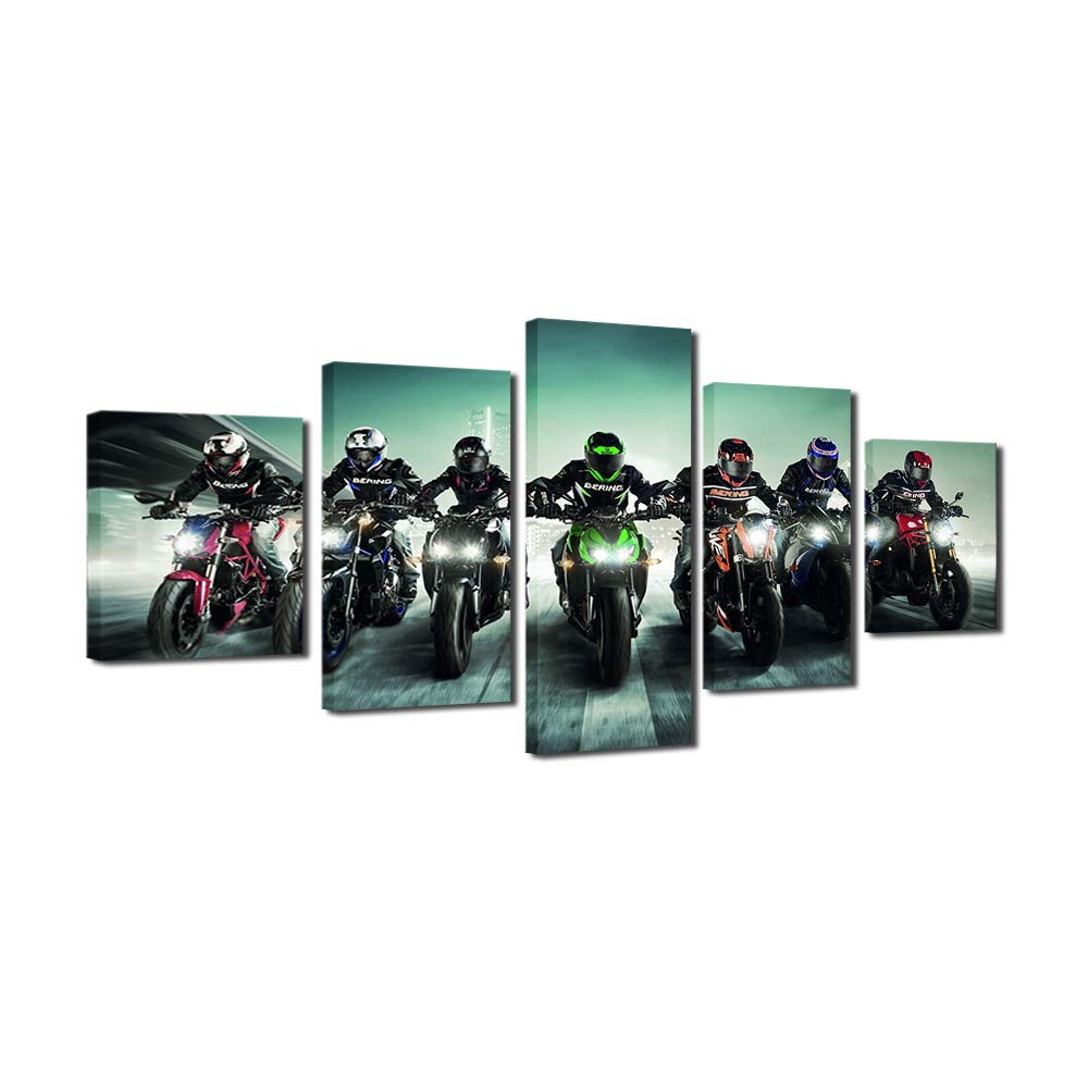 Tableau mural motocyclette en 5 pièces pour décoration de salon
