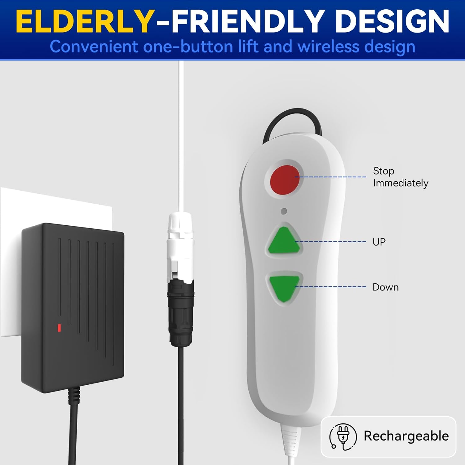 Electric Chair Lift, FSA & HSA Eligible, Up to 20inch Floor Lift for Elderly Falls ,IP68 Waterproof Bath Tub Lift for Seniors, Up to 300lbs Lift Chair, for Home Floor Bathtub, 2nd Gen Version