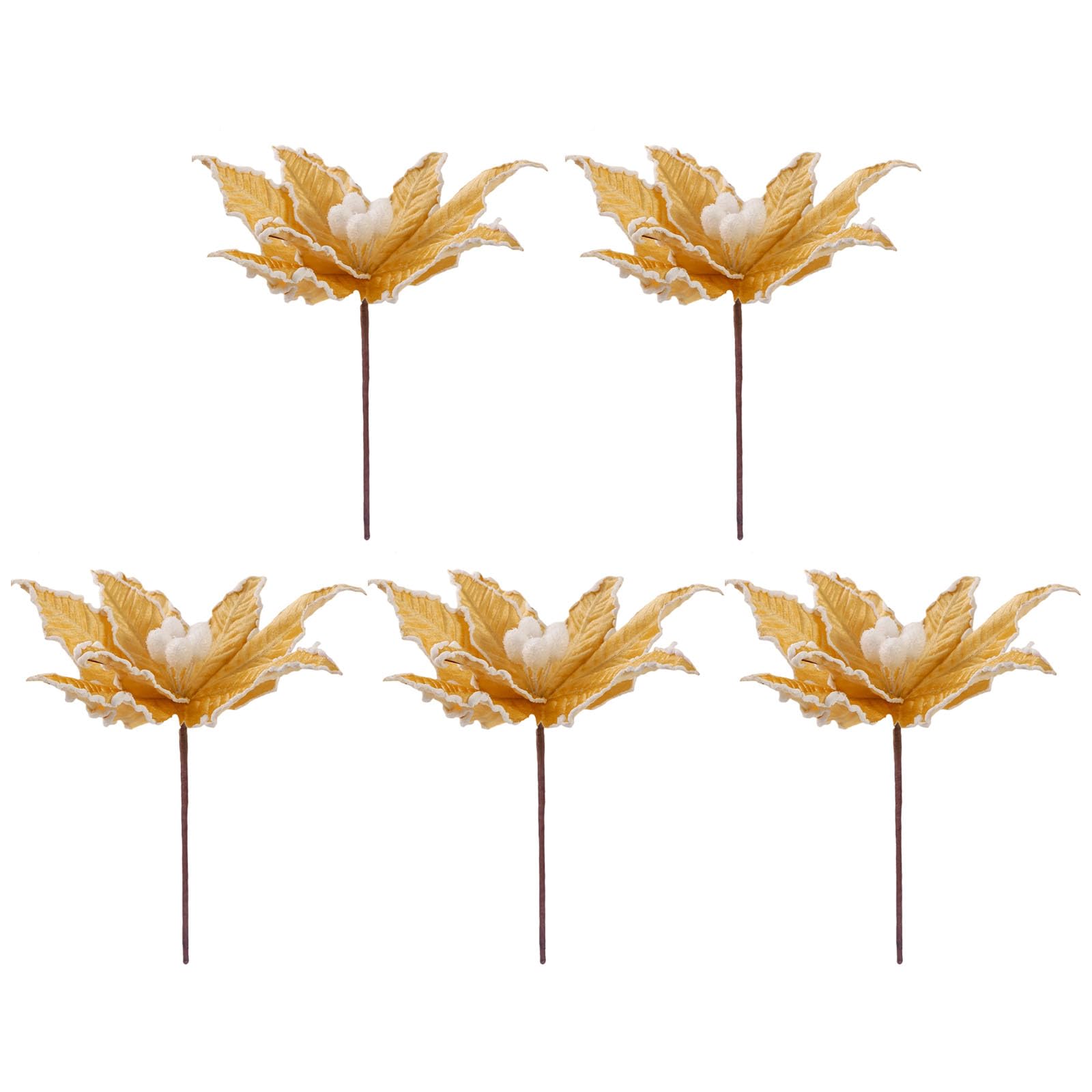 Kangnice 5 Christmas Blossomy Arrangements White Paper Packaging Silkflowers for Artisanal Holiday Deck Color Stable Artificial Christmas Bushes