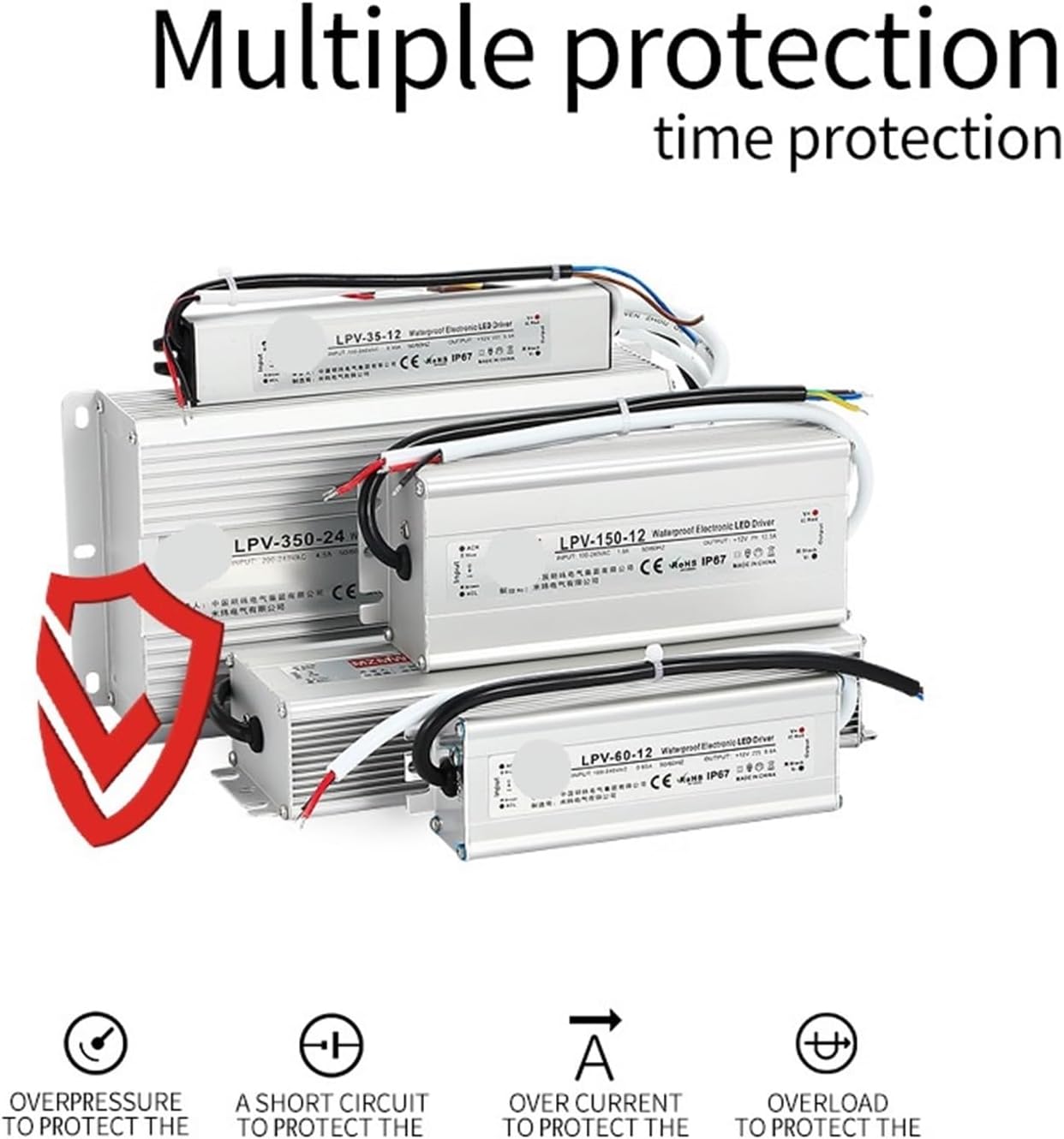 Waterproof Switching Power Supply AC 110V~220V to 36V 50W Lighting Driver Transformer LED Strip