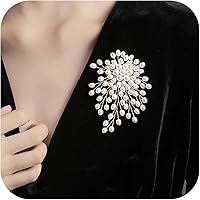 Wlahm White Pearl Brooch Pin for Women - Striking Large Flower Statement Jewelry for Weddings, Anniversaries, Proms & Gifts