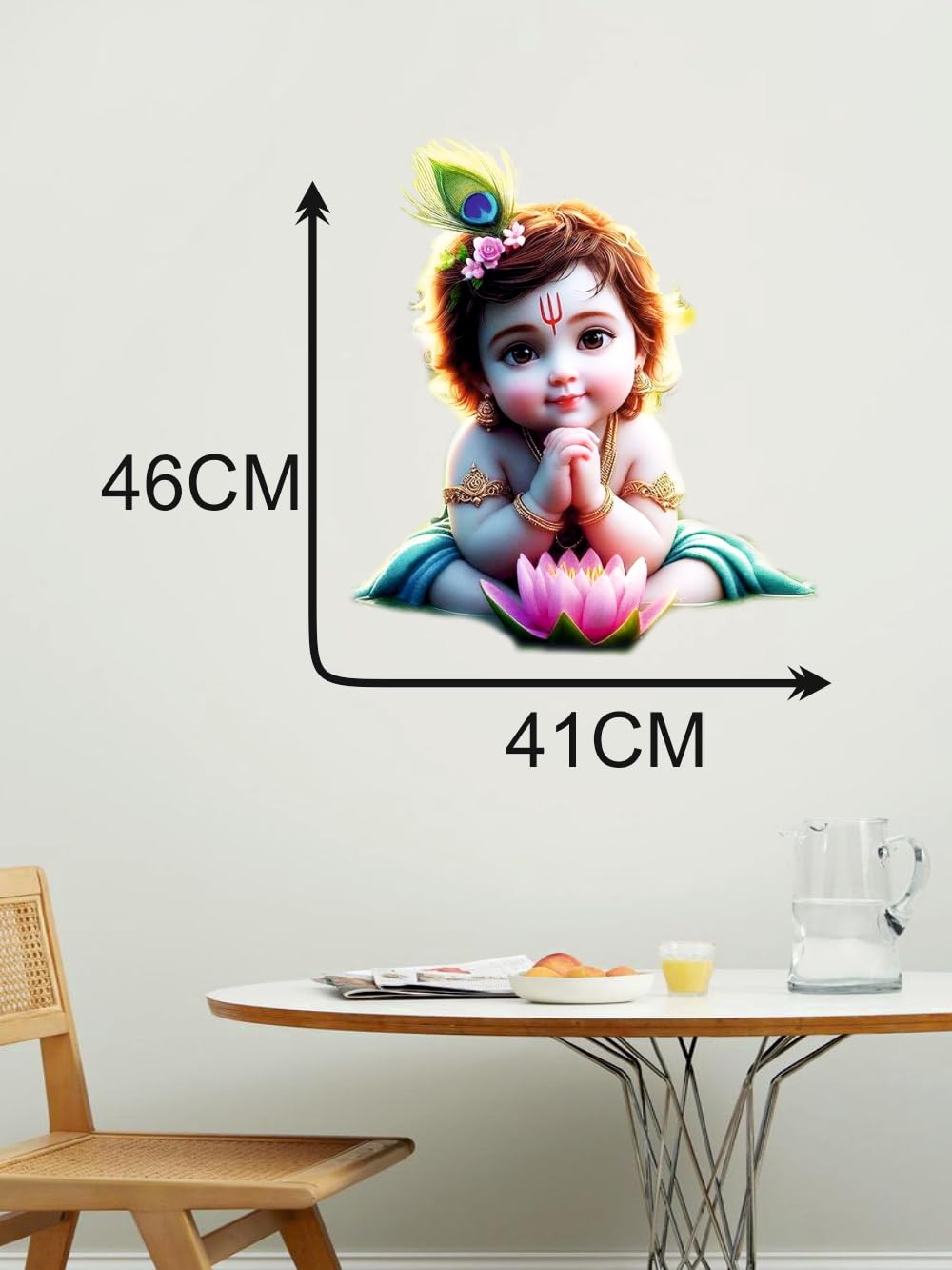 Little Baby Krishna naklejka ścienna do salonu, pokoju dziecięcego, biura (rozmiar - 46 cm x 41 cm)