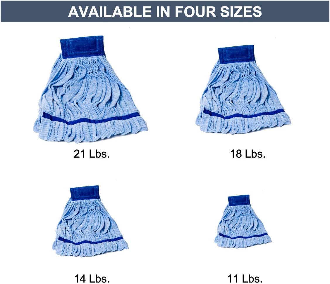 Arkwright Microfiber Tube Mop Head Replacement - (Bulk Case of 12) Heavy Duty, Lint Free, Super Absorbent & Bleach-Safe, Janitorial Essential for Commercial & Industrial Floor Cleaning, 18 oz, Blue