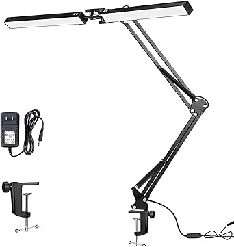 JOEKGIN LED Desk Lamp for Home Office, Adjustable Swing Arm Table Lamp ...