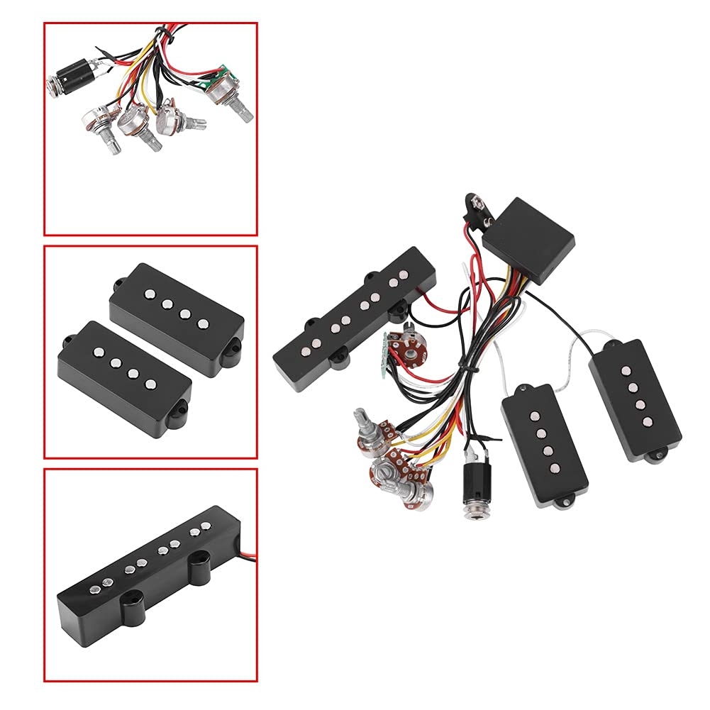 Pastillas de Bajo Eléctrico 3 Bandas Ecualizador Activo y Pasivo con Preamplificador Cableado Circuito para Guitarra Bajo Optimizado para Mayor Claridad y Versatilidad