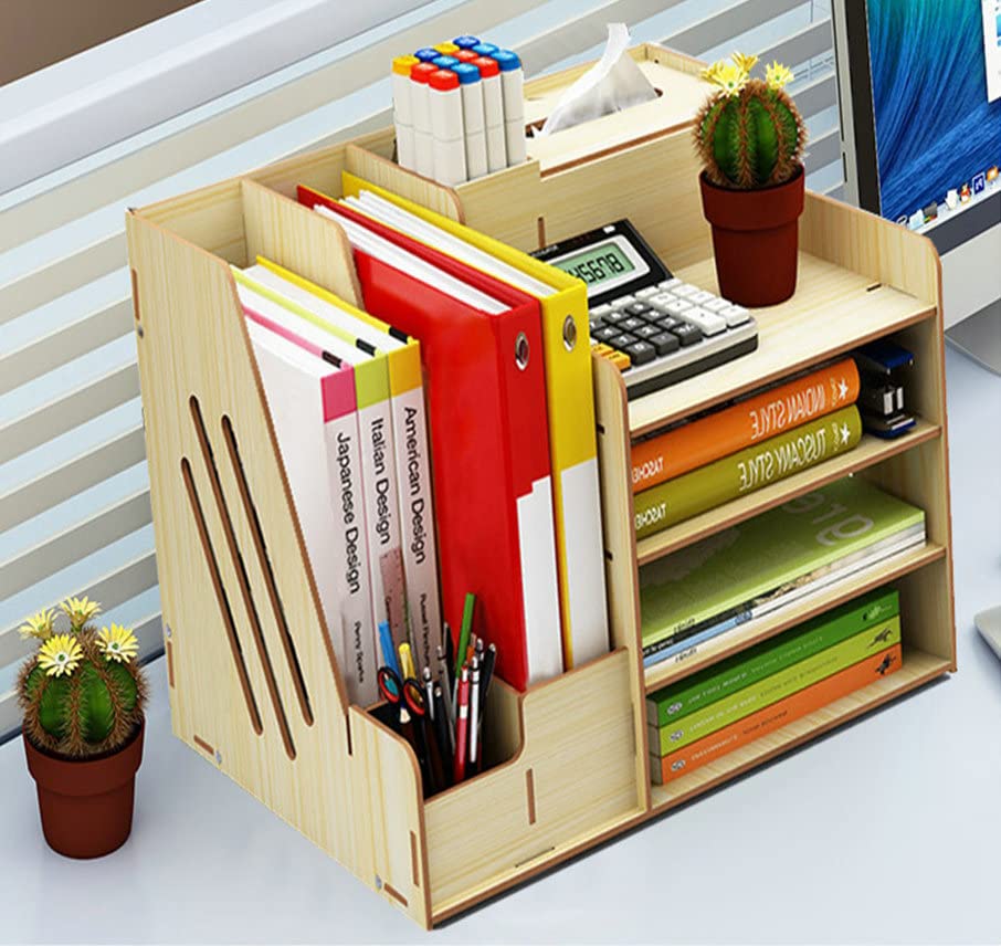 Nature DreamOffice Desk Organizer,Desktop File Organizer,Stationary Station Filer Tray, Home Office Supply Storage Rack,All in One Magnetic suction at the bottom Office Desk Station (E)