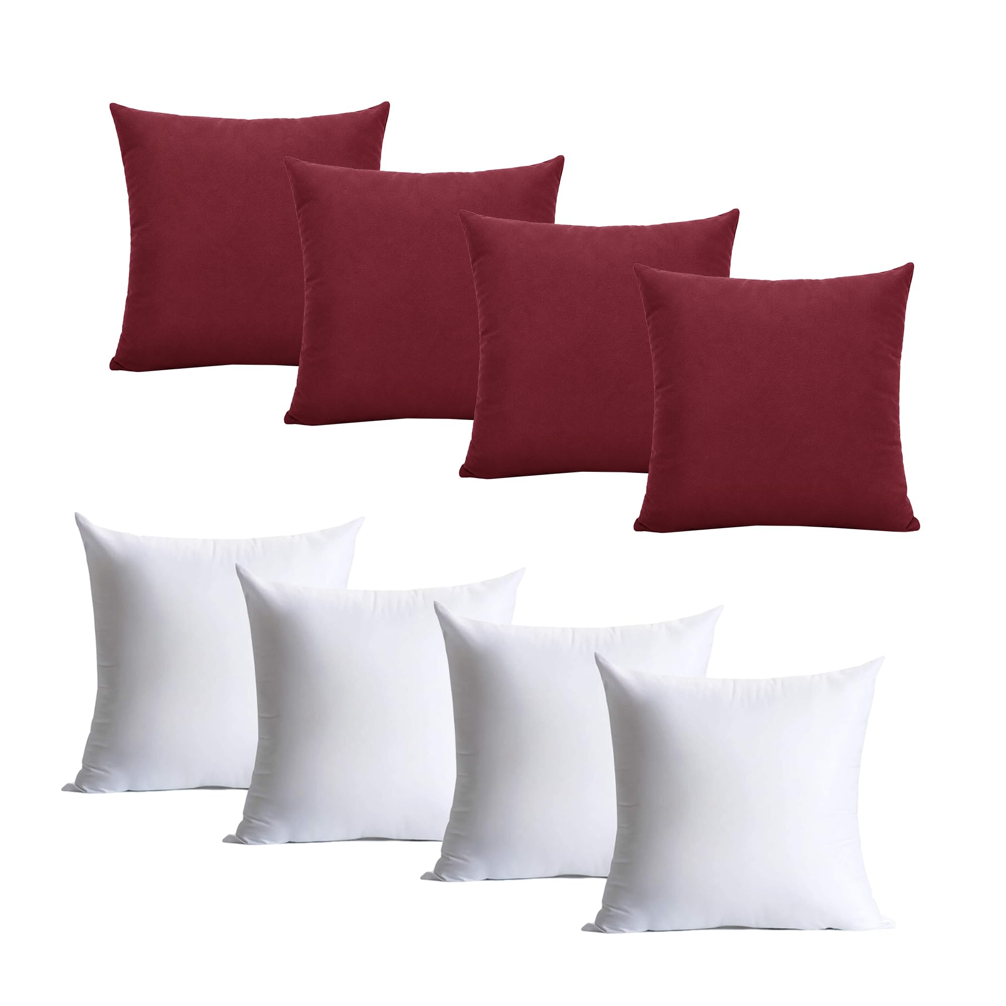 Hafaa Burgundy Cushions with Covers Included Pack of 4, 40 x 40 cm Soft Microfiber Cushions, Decorative Throw Pillows with Hidden Zip Closure for Sofa, Bed, Living Room & Home Décor — image 1