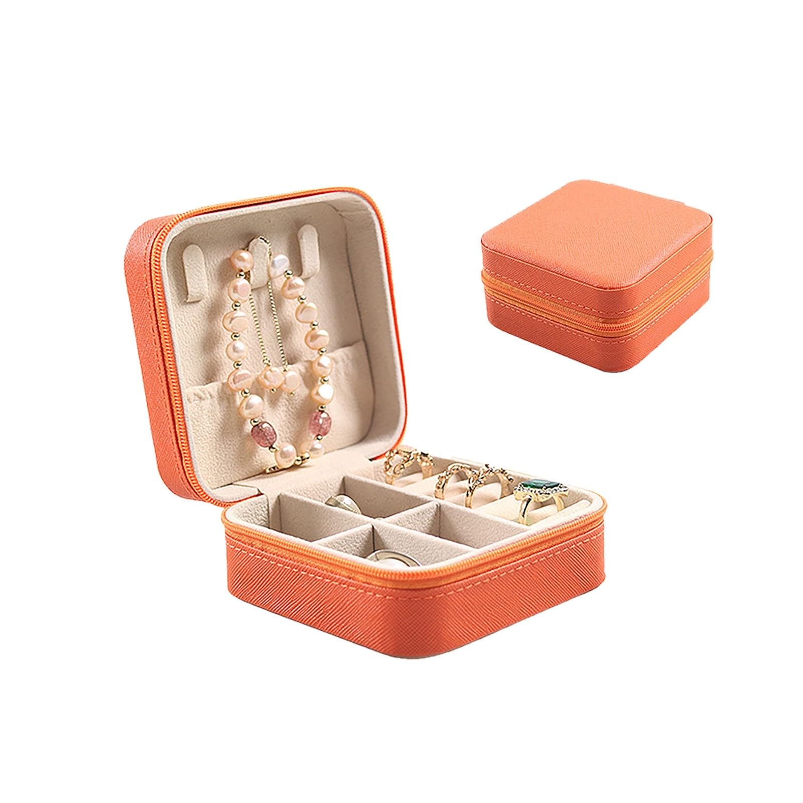 Travel Jewelry Case Leather Zipper Portable Lightweight Travel Jewelry Box for Women Mom Teen Wife Trendy Mini Travel