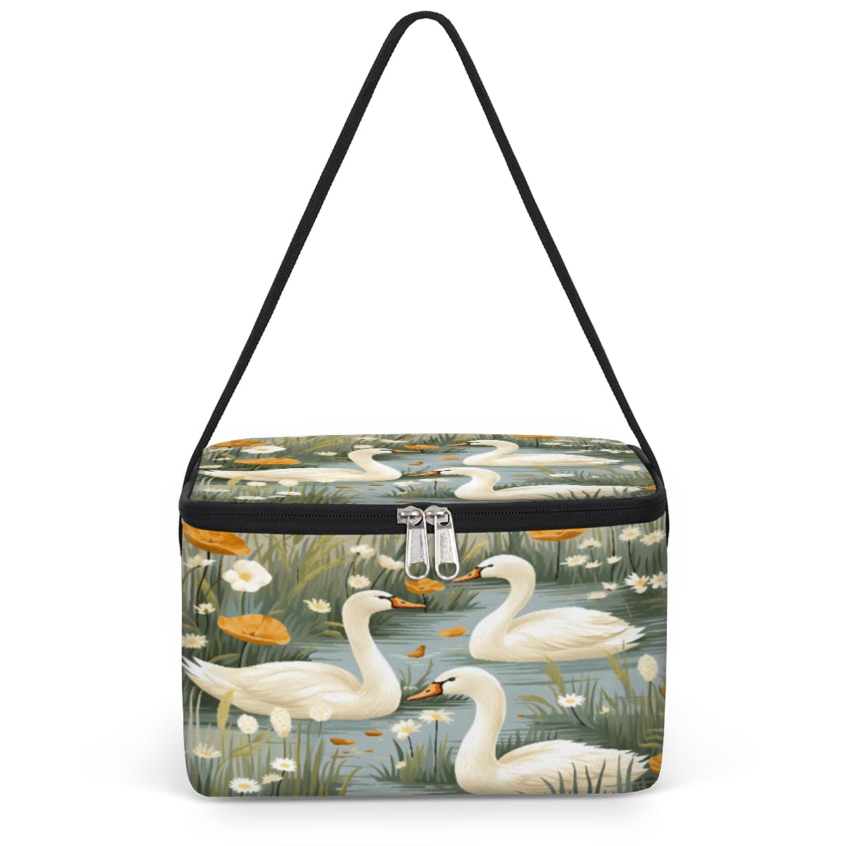 GzLeyigou Goose Lunch Bags for Women Men 9 Cans, Hot & Cold Food Delivery Bag Insulated Grocery Bag Insulated Lunch Box Goose Swimming Cooler Bag for Office Work Picnic Beach