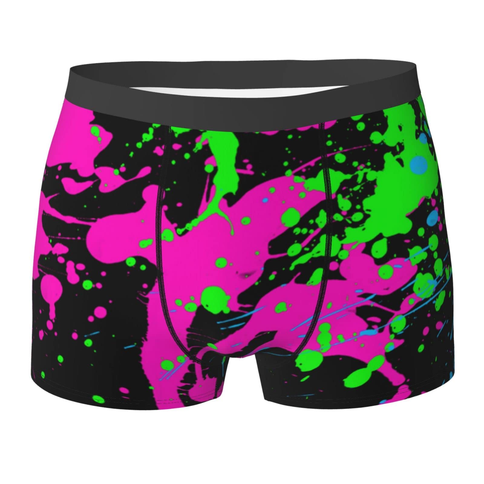 Oudrspo Glow in Dark Splatter Neon Men's Underwear Boxer Briefs With Elastic Waistband for Men Teens