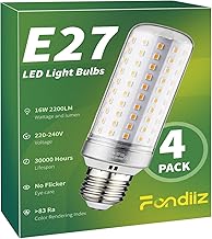 E27 LED Light Bulb Warm White 3000K, 16W 2200LM Indoor LED Bulbs E27 Powerful Equivalent 200W Halogen, E27 Energy Saving Lamp, E27 Corn LED 220-240V, Non-Dimmable, Pack of 4