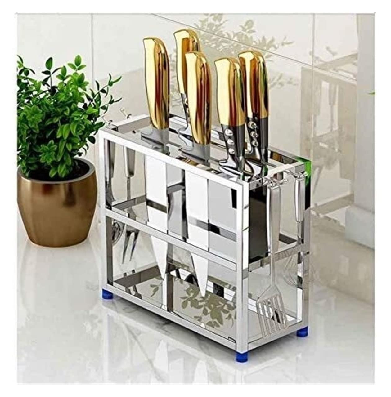 Bloque Cuchillos Cocina Portacuchillos De Acero Inoxidable Portacuchillos De Cocina Bloque De Cuchillos Estante De Almacenamiento De Cuchillos De Cocina Suministros De Cocina(S)
