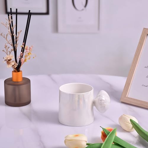 Miniatura 5 de Koythin Taza de café de cerámica, diseño creativo lindo y creativo con asa en forma de corazón para oficina y hogar, 8.5 oz8.5 fl oz para leche de