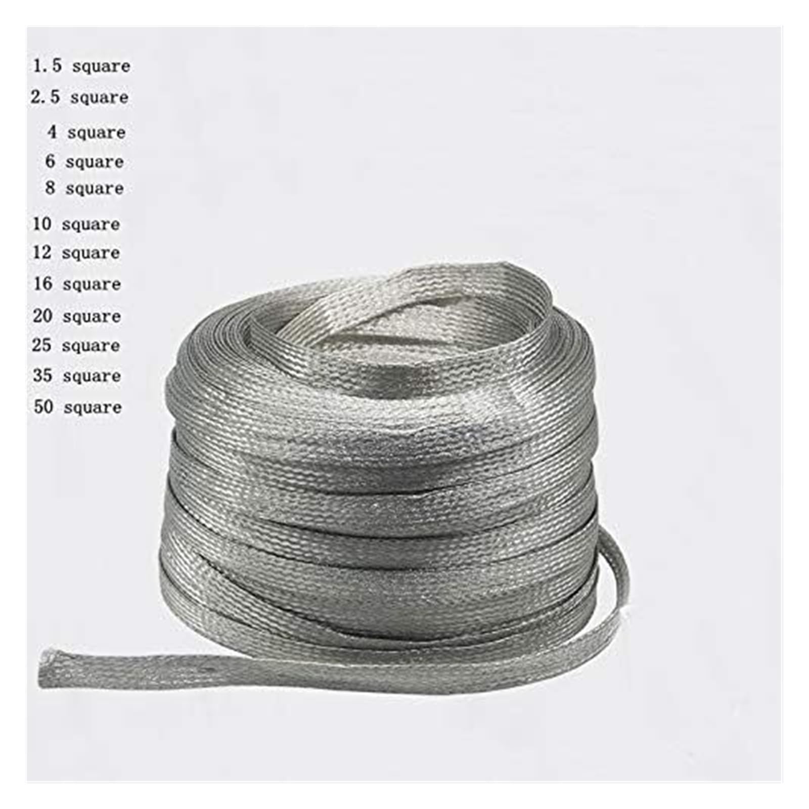 Geflochtenes Erdungsband, Auto-Erdungsband, flacher, geflochtener, verzinnter Kupferdraht, 1 mm x 5–8 10 m(4#)