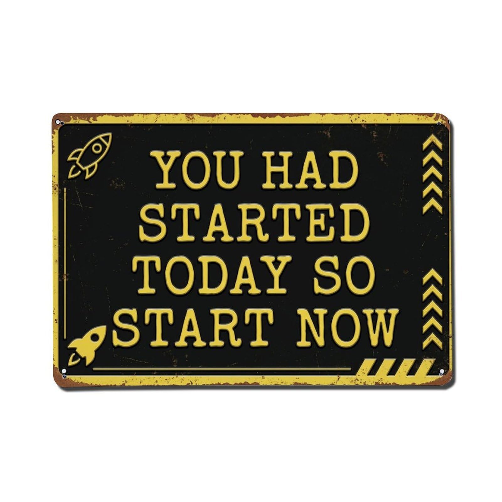 Cmhok Vintage Style Begin Now Succeed Garage Retro Motivational Slogans 1 Metal Tin Sign Wall Decor For Cafe, Club, Garden Metal Poster 8X12inch