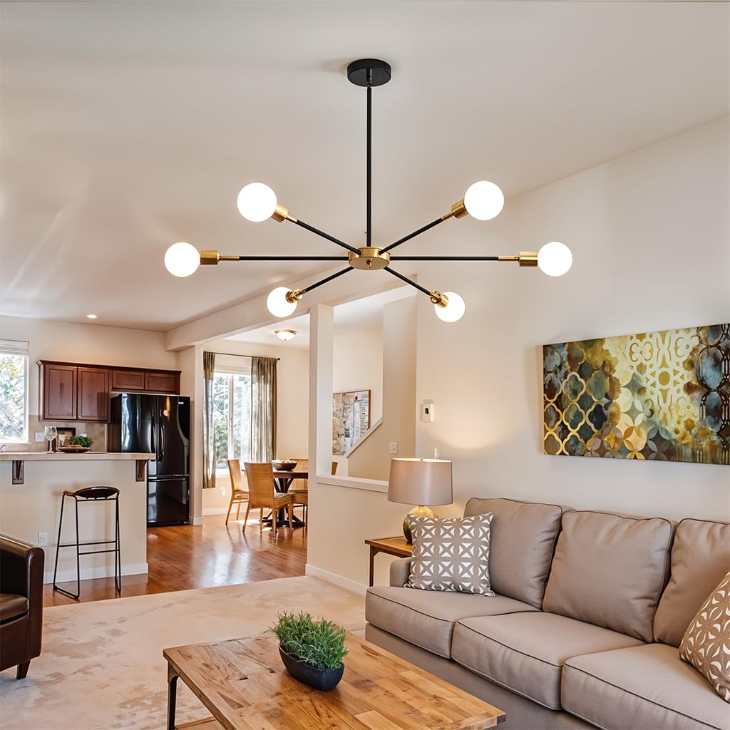 ELEPHANTBOAT® Modern Ceiling Light Fixture for Living Room Swivel 6-Light Ceiling Light Fixture